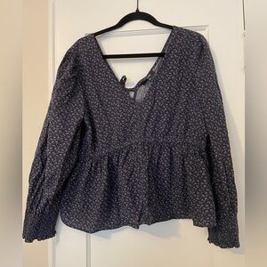 Madewell campden daisies ditzy floral tie-back peplum top XL